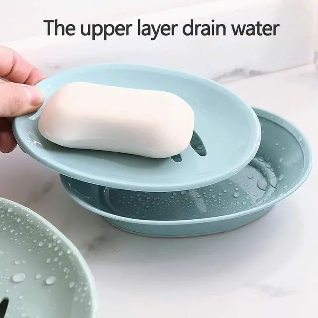 Alt view image 3 of 6 - 2-Pack Soap Dish with Drain Plastic Sponge Holder Easy Cleaning Soap Saver Tray Caddy Keep Dry Stop Mushy for Shower Bathroom Kitchen(White)