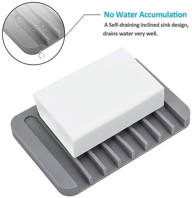 Alt view image 2 of 7 - 4PCS Self-Draining Silicone Bar Soap Dish and Holders for Shower