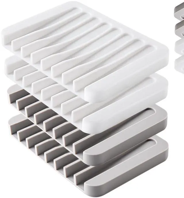 Main image of 4PCS Self-Draining Silicone Bar Soap Dish and Holders for Shower