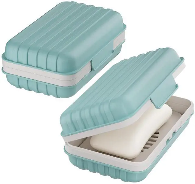 Main image of Leakproof Bar Soap Holder Dish with Lid for Shower, Portable 1 Pack Travel Soap Case Box for Gym, Camping, Hiking, Outdoor Use, Travel Size Toiletries Essentials, Keeps Soap Dry, Blue