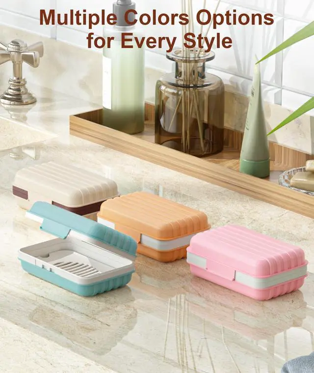 Alt view image 6 of 6 - Leakproof Bar Soap Holder Dish with Lid for Shower, Portable 1 Pack Travel Soap Case Box for Gym, Camping, Hiking, Outdoor Use, Travel Size Toiletries Essentials, Keeps Soap Dry, Blue