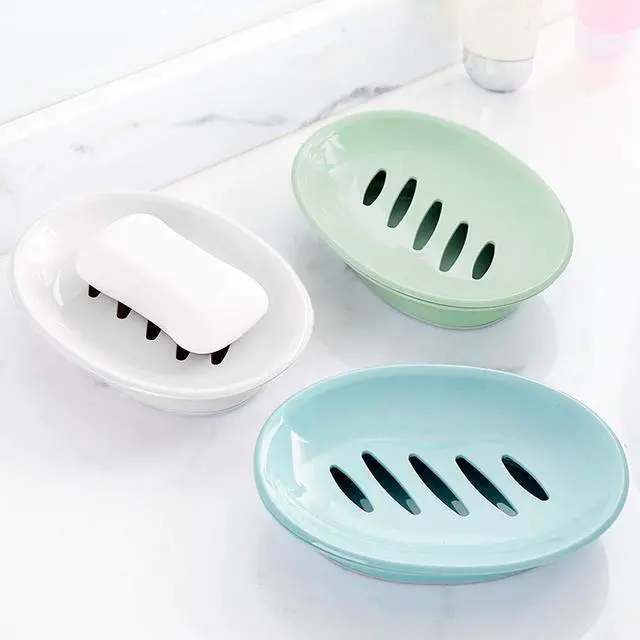 Alt view image 2 of 6 - 2-Pack Soap Dish with Drain Plastic Sponge Holder Easy Cleaning Soap Saver Tray Caddy Keep Dry Stop Mushy for Shower Bathroom Kitchen(Khaki)
