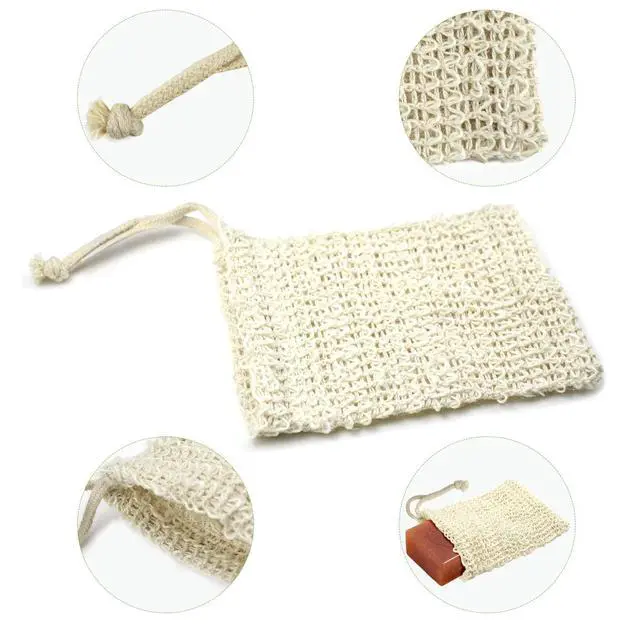 Alt view image 2 of 7 - Soap Bag, 5 Pack Natural Sisal Soap Saver, Zero Waste Plastic-Free Soap Net, Foaming and Drying The Soap, Massage, Peeling
