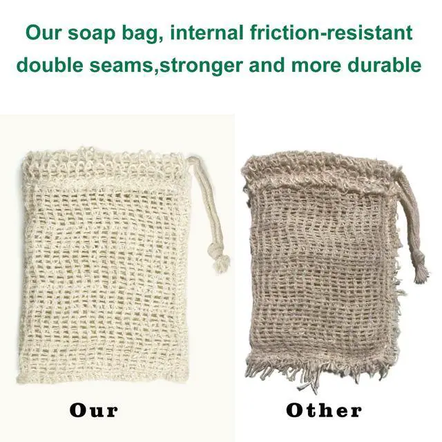 Alt view image 3 of 7 - Soap Bag, 5 Pack Natural Sisal Soap Saver, Zero Waste Plastic-Free Soap Net, Foaming and Drying The Soap, Massage, Peeling