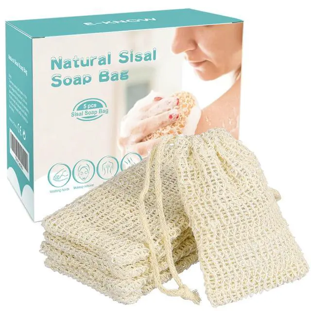 Alt view image 7 of 7 - Soap Bag, 5 Pack Natural Sisal Soap Saver, Zero Waste Plastic-Free Soap Net, Foaming and Drying The Soap, Massage, Peeling