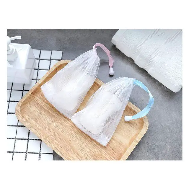 Alt view image 3 of 4 - Soap Bag Soft for Shower, Soap Pouch Saver with Drawstring for Foaming and Drying,Hangable (7 pcs mesh soap bag)