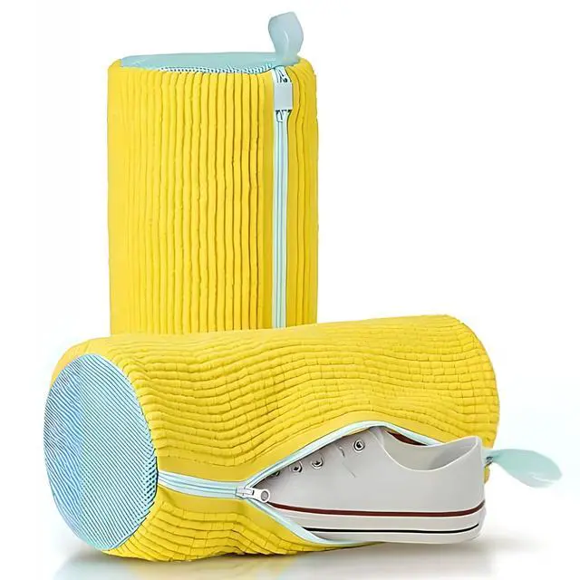Alt view image 4 of 7 - Shoe Washing Machine Bag, XXL Reusable Shoe Laundry Bag for Washer and Dryer, Durable 360° Deep Cleaning Unstain Cleaner Kit 2 Pcs Show bags (Yellow) 2x Mesh bags 2x Shoe hangers