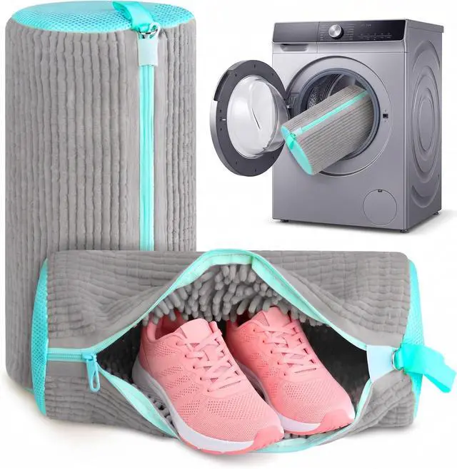 Main image of Shoe Washing Machine Bag Laundry Shoe Bag for Washer and Dryer, 2pc Reusable Shoe Cleaning Bag for Sneakers with Secure Locking Zipper