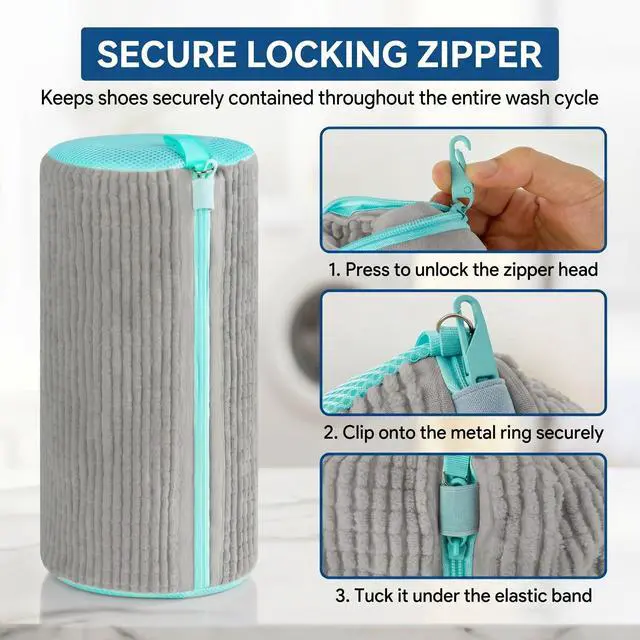 Alt view image 3 of 7 - Shoe Washing Machine Bag Laundry Shoe Bag for Washer and Dryer, 2pc Reusable Shoe Cleaning Bag for Sneakers with Secure Locking Zipper