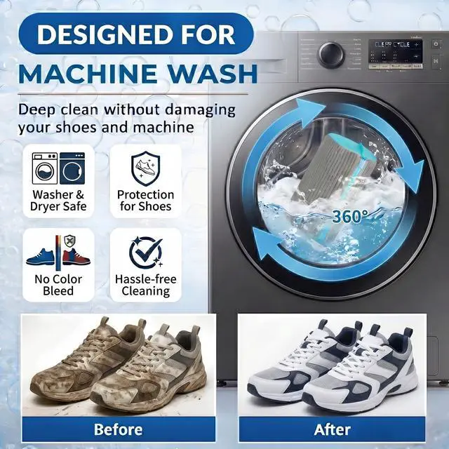 Alt view image 5 of 7 - Shoe Washing Machine Bag Laundry Shoe Bag for Washer and Dryer, 2pc Reusable Shoe Cleaning Bag for Sneakers with Secure Locking Zipper