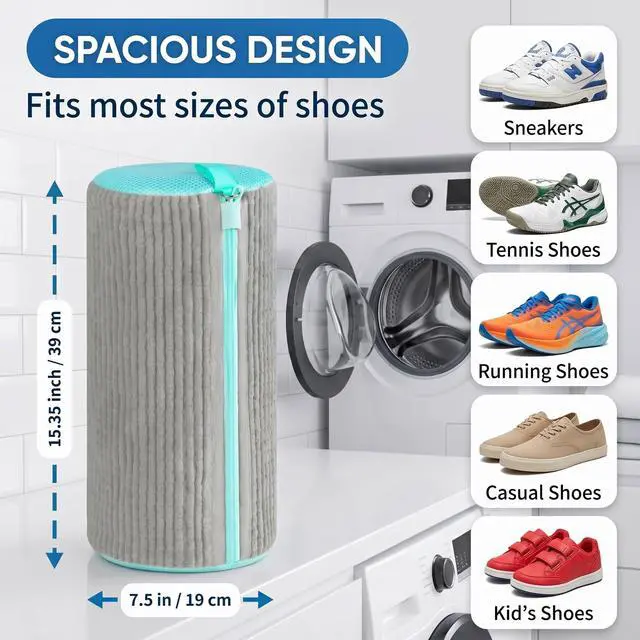 Alt view image 6 of 7 - Shoe Washing Machine Bag Laundry Shoe Bag for Washer and Dryer, 2pc Reusable Shoe Cleaning Bag for Sneakers with Secure Locking Zipper