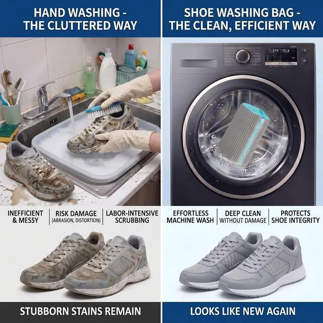Alt view image 7 of 7 - Shoe Washing Machine Bag Laundry Shoe Bag for Washer and Dryer, 2pc Reusable Shoe Cleaning Bag for Sneakers with Secure Locking Zipper