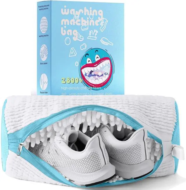 Main image of XXL Shoe Washing Machine Bag, Laundry Shoe Bag for Washer and Dryer, Laundry Shoe Bag Protect Sneaker, Running Shoes, Bras, Delicates and Toys, Includes 2 Shoes (White 1 Pack)