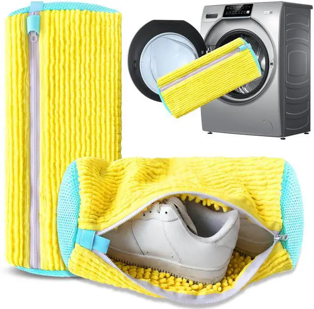 Main image of 2Pcs Reusable Shoe Washing Machine Bag for Washer and Dryer:Free Up Hands, Prevent Deformation,shoe bag with Zipper Protection Design, Use for all Shoes,Sports Shoes(Yellow)
