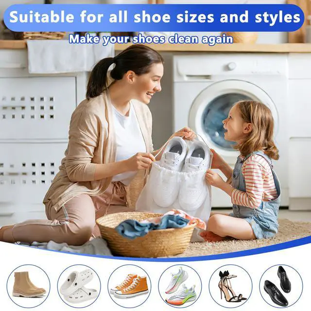Alt view image 6 of 7 - 2Pcs Reusable Shoe Washing Machine Bag for Washer and Dryer:Free Up Hands, Prevent Deformation,shoe bag with Zipper Protection Design, Use for all Shoes,Sports Shoes(Yellow)