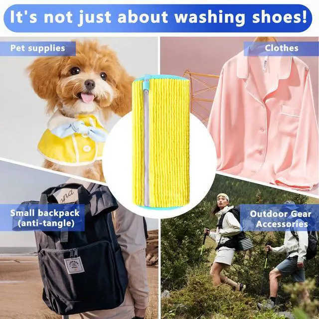 Alt view image 7 of 7 - 2Pcs Reusable Shoe Washing Machine Bag for Washer and Dryer:Free Up Hands, Prevent Deformation,shoe bag with Zipper Protection Design, Use for all Shoes,Sports Shoes(Yellow)