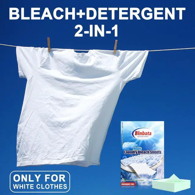 Alt view image 2 of 7 - 2-in-1 Whitening Laundry Detergent Sheets 40 Loads, Unscented Hypoallergenic Eco Laundry Bleach Sheets Apply for white clothes, Effectively Remove Yellowing & Greying, Safe for Sensitive Skin
