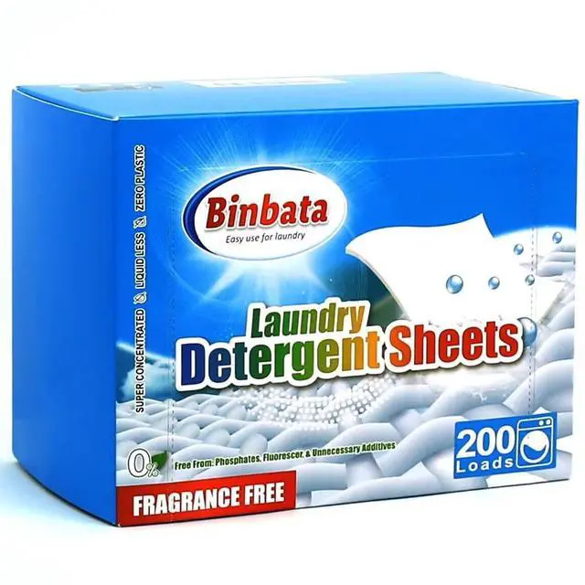 Main image of Laundry Detergent Sheets, 200 Count, Fragrance Free, Unscented, Eco-Friendly, Hypoallergenic, Biodegradable, Plastic Free, Liquidless, Suitable for Sensitive Skin