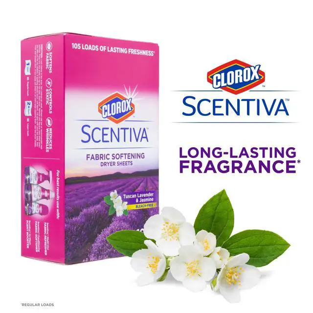 Alt view image 2 of 6 - Scentiva Fabric Softener Dryer Sheets, Tuscan Lavender & Jasmine Scent - Wrinkle Reducing Scented Softening Laundry Dryer Sheets for Great Smelling Clothes, 105 Count