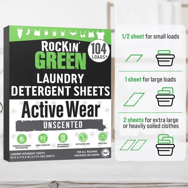 Alt view image 5 of 7 - Active Wear Travel Laundry Detergent Sheets Unscented - Mess-Free Laundry Sheets Detergent with Sodium Bicarbonate - Easily Dissolvable Laundry Soap for Traveling (104 Loads)