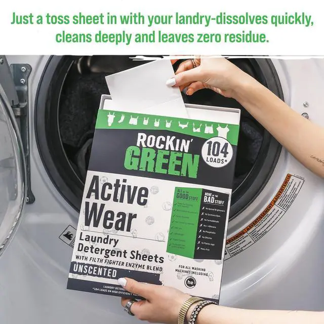 Alt view image 4 of 7 - Active Wear Travel Laundry Detergent Sheets Unscented - Mess-Free Laundry Sheets Detergent with Sodium Bicarbonate - Easily Dissolvable Laundry Soap for Traveling (104 Loads)