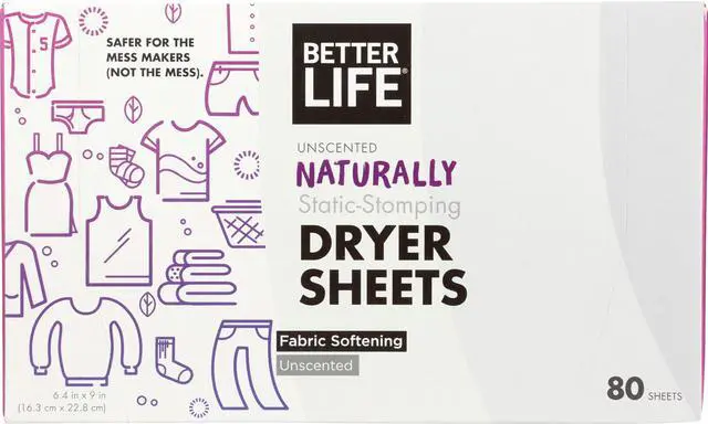 Main image of Natural Dryer Sheets, Unscented, 80 Count