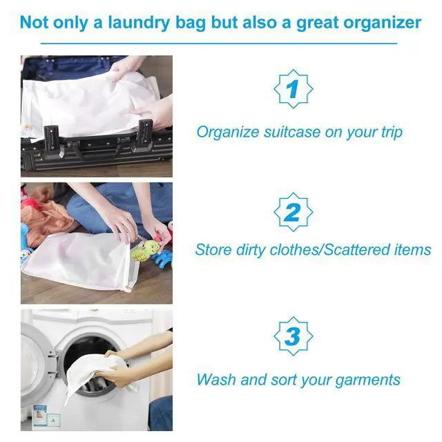 Alt view image 7 of 7 - Delicates Laundry Bags, Fine Mesh Wash Bag for Lingerie, Underwear, Bra, Silk, Socks with Hanging Loop