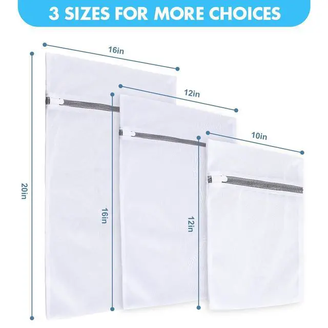 Alt view image 2 of 7 - Mesh Laundry Bags for Delicates, 3 Pack Laundry Bags Mesh Wash Bags in 3 Sizes(1 Large, 1 Medium, 1 Small), Durable and Gentle Lingerie Bags for Washing Delicates, Garment Bag for Washing Machine