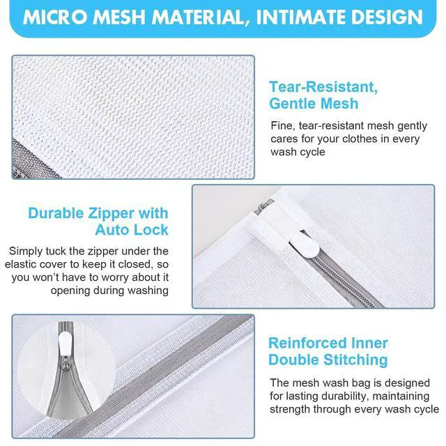 Alt view image 3 of 7 - Mesh Laundry Bags for Delicates, 3 Pack Laundry Bags Mesh Wash Bags in 3 Sizes(1 Large, 1 Medium, 1 Small), Durable and Gentle Lingerie Bags for Washing Delicates, Garment Bag for Washing Machine