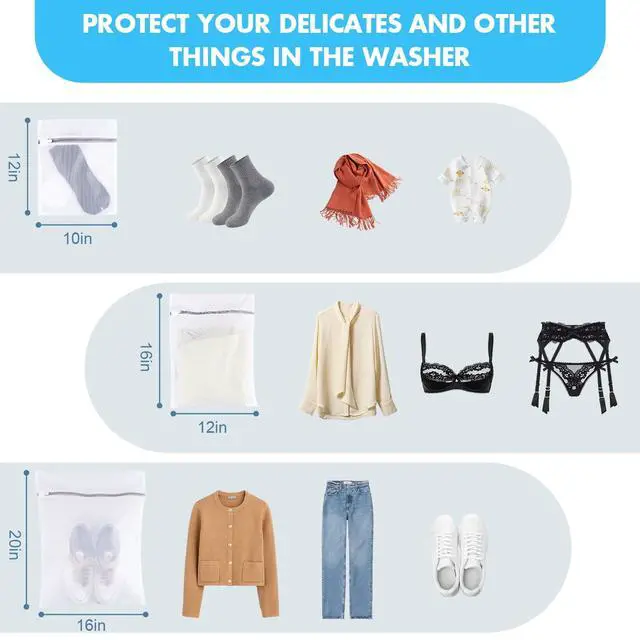 Alt view image 4 of 7 - Mesh Laundry Bags for Delicates, 3 Pack Laundry Bags Mesh Wash Bags in 3 Sizes(1 Large, 1 Medium, 1 Small), Durable and Gentle Lingerie Bags for Washing Delicates, Garment Bag for Washing Machine