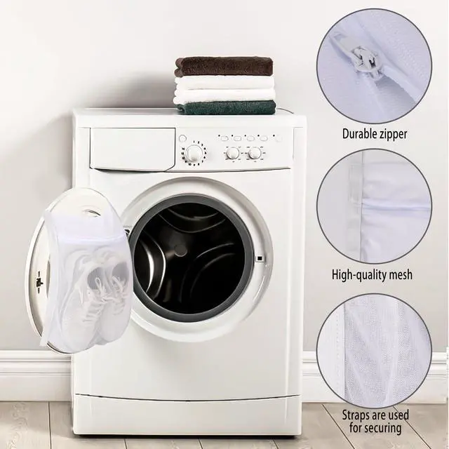 Alt view image 4 of 7 - Laundry Bags,Sneaker Wash & Dry Net Bag for Dryer Sneaker Laundry Bags Large HoneyComber Mesh Bags with Zipper and Strap for Shoes Sneaker Washing Mesh Net for Most Dryers Door 15.7" Large