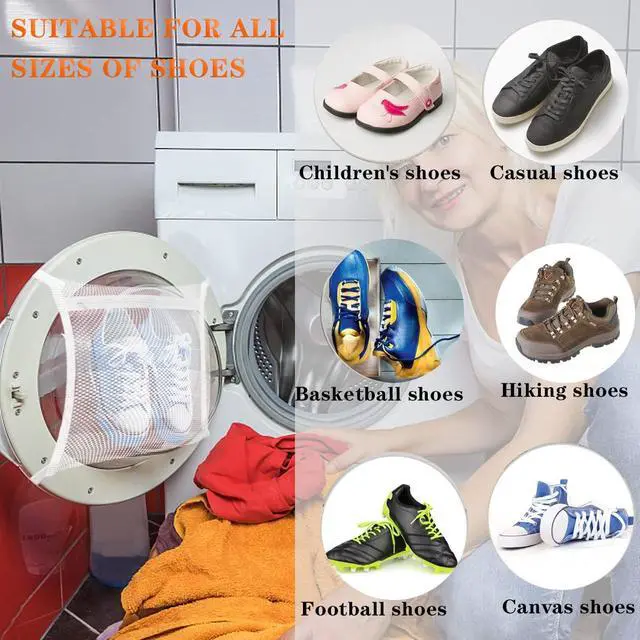 Alt view image 3 of 6 - Sneaker Dryering &Washing Machine Bag, Dryer for Shoes, Clothing & Laundry - Elastic Strap Adjuster for Most Dryers Machines Door in Laundry Room (15.7x15.7 Inch)