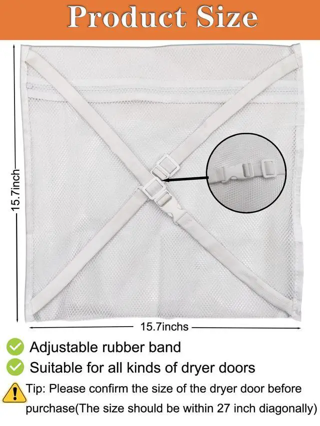 Alt view image 4 of 6 - Sneaker Dryering &Washing Machine Bag, Dryer for Shoes, Clothing & Laundry - Elastic Strap Adjuster for Most Dryers Machines Door in Laundry Room (15.7x15.7 Inch)