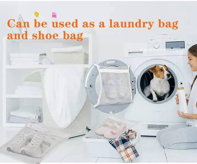 Alt view image 6 of 6 - Sneaker Dryering &Washing Machine Bag, Dryer for Shoes, Clothing & Laundry - Elastic Strap Adjuster for Most Dryers Machines Door in Laundry Room (15.7x15.7 Inch)