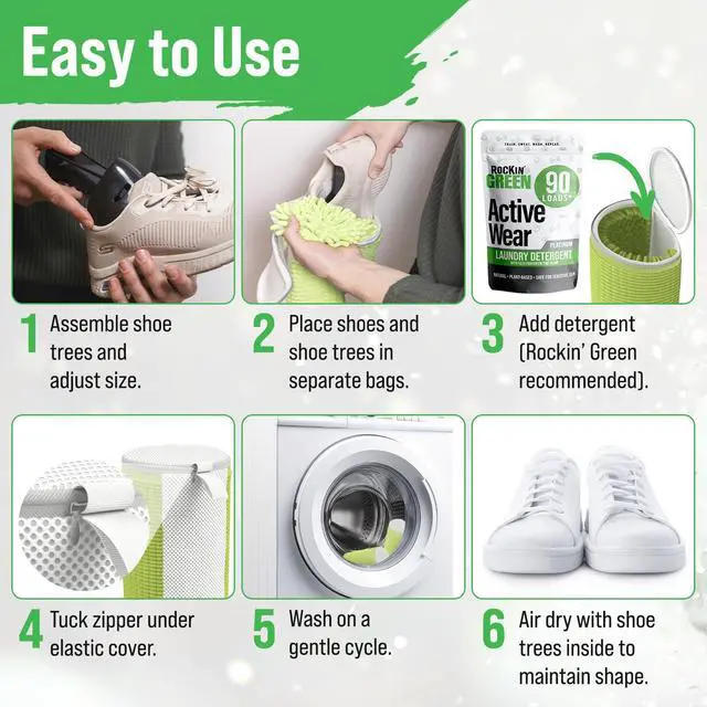 Alt view image 3 of 7 - Shoe Washing Machine Bag - 360° Deep Clean Shoe Washing Bag - Reusable Shoe Bag for Washing Machine with Cleaning Fibers and Zipper (2 Pieces)