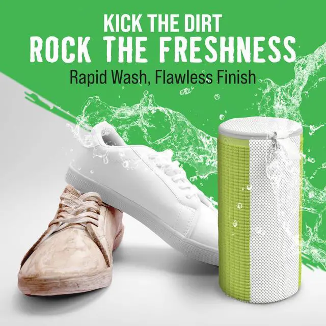 Alt view image 6 of 7 - Shoe Washing Machine Bag - 360° Deep Clean Shoe Washing Bag - Reusable Shoe Bag for Washing Machine with Cleaning Fibers and Zipper (2 Pieces)