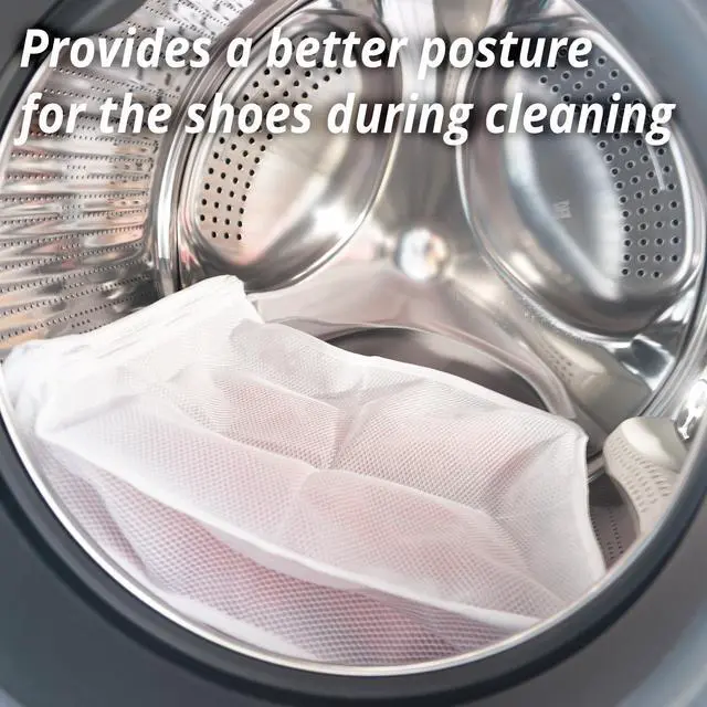 Alt view image 2 of 7 - 2Pcs Large Shoes Laundry Bags for Washing Machine, Fits Sneaker up to Size 14, Double Layer Mesh 16x14x3 inch Wash Bag with Built-in Divider