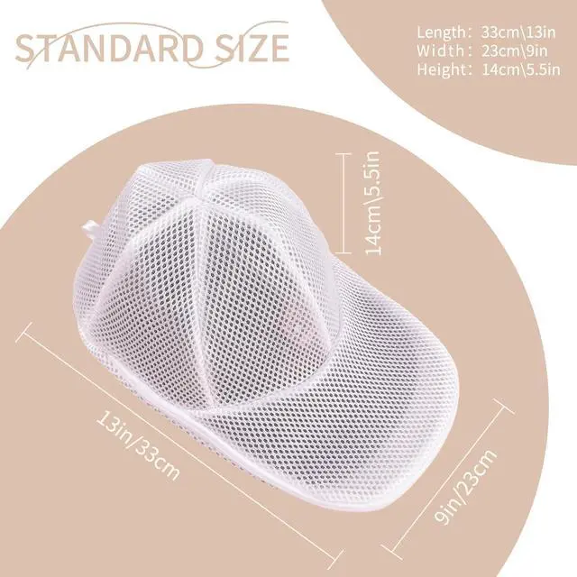 Alt view image 2 of 7 - Baseball Cap Laundry Bag Hat Washing Machine Bag for Washer and Dryer, Hat Cleaning Cage (White 2pcs)