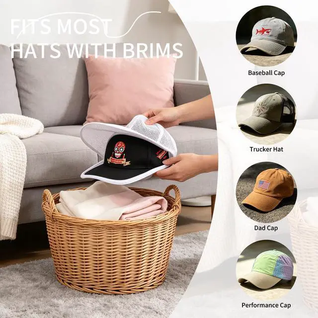 Alt view image 4 of 7 - Baseball Cap Laundry Bag Hat Washing Machine Bag for Washer and Dryer, Hat Cleaning Cage (White 2pcs)