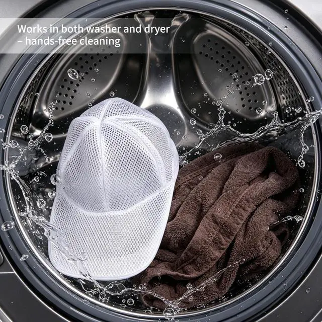 Alt view image 5 of 7 - Baseball Cap Laundry Bag Hat Washing Machine Bag for Washer and Dryer, Hat Cleaning Cage (White 2pcs)