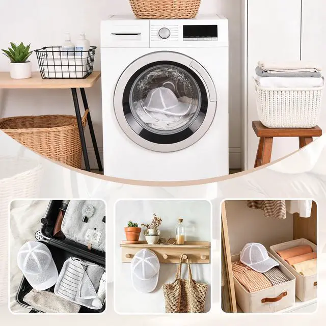 Alt view image 6 of 7 - Baseball Cap Laundry Bag Hat Washing Machine Bag for Washer and Dryer, Hat Cleaning Cage (White 2pcs)