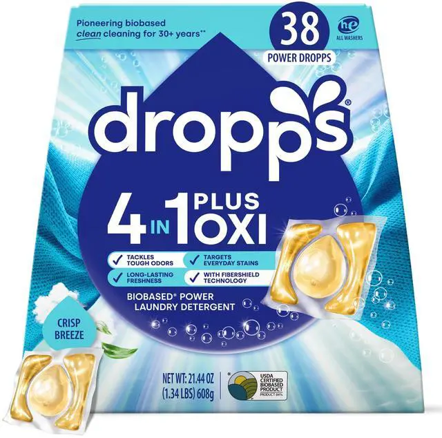 Main image of 4-in-1 Plus Oxi Laundry Detergent Pods, Crisp Breeze (38 Count) - Laundry Pods | Advanced Odor Defense | Fights Stains | Whitens & Brightens | Clean Ingredients | Plastic Free Packaging
