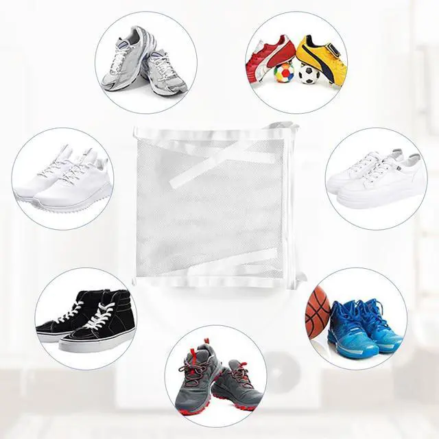 Alt view image 4 of 7 - Shoe Wash & Dry Bag for Washing Machine and Dryer, Reusable Honeycomb Mesh Sneaker Laundry Bag with Zipper and Strap, Anti-Deformation Shoe Dryer Net Bag Fits Most Dryer Doors (15.5x15.5inch)