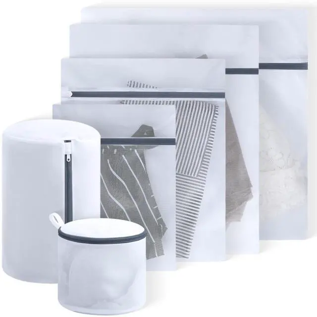 Main image of Mesh Laundry Bags for Delicates - 6 Pack Wash Bags for Bras, Lingerie, Socks & Baby Clothes - Fine Mesh Washing Machine Bags with Zipper, Reusable Garment Bags for Travel & College Dorm Essentials