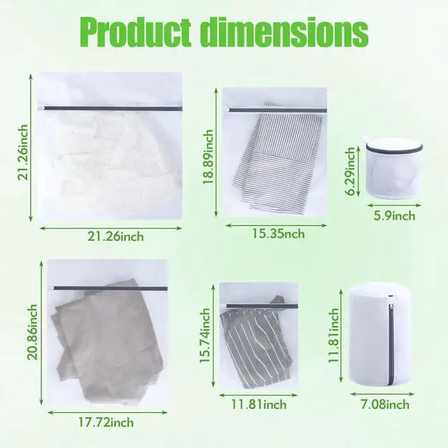Alt view image 5 of 7 - Mesh Laundry Bags for Delicates - 6 Pack Wash Bags for Bras, Lingerie, Socks & Baby Clothes - Fine Mesh Washing Machine Bags with Zipper, Reusable Garment Bags for Travel & College Dorm Essentials