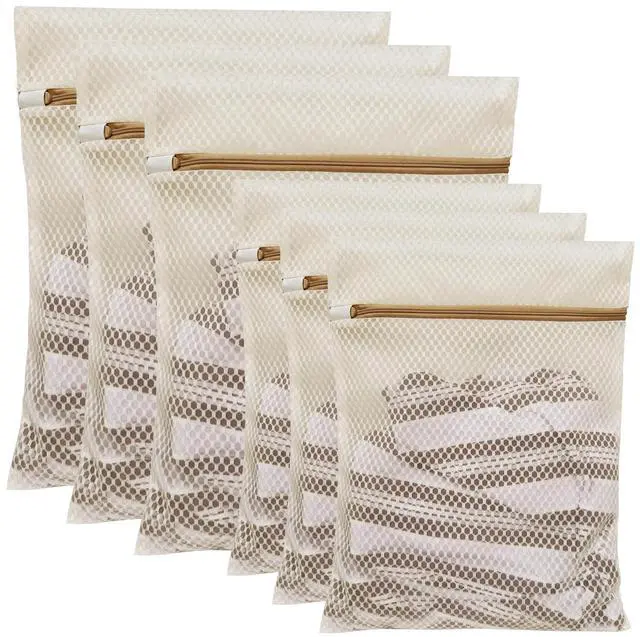 Main image of 6 Pack Laundry Bag, Durable Honeycomb Mesh Laundry Bags Suitable for Delicate Clothes Washing (3 Large, 3 Medium) Beige