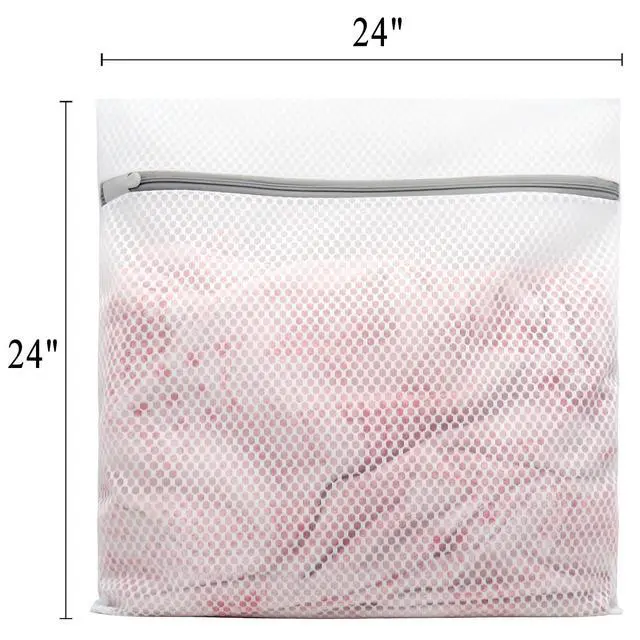 Alt view image 5 of 6 - 2Pcs Durable Honeycomb Mesh Laundry Bags for Delicates 24x24 Inches