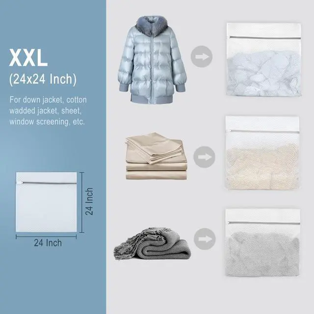 Alt view image 6 of 6 - 2Pcs Durable Honeycomb Mesh Laundry Bags for Delicates 24x24 Inches
