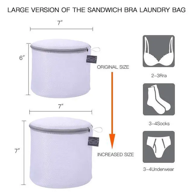 Alt view image 2 of 7 - Bra Washing Bag for Laundry, Bra Laundry Bag, Sandwish Mesh, 7x7x7"
