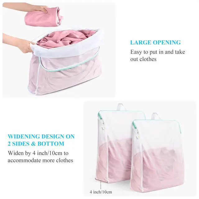 Alt view image 4 of 7 - 20x24 Inch Laundry Bags Mesh Wash Bags 2 Pack Delicates Bag Lingerie Socks Sweater Washing Machine Mesh Laundry Bags for Travel Camping Don't Drying, Melting 140-176, White